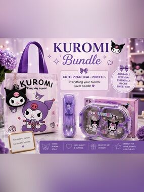 💜 NEW Kuromi Bento Lunch Box, Tote & Accessories Bundle 💜 - ERV $75